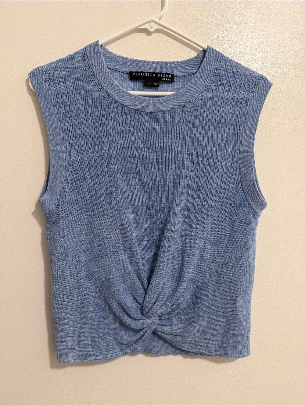 Veronica Beard Blue Kellan Knit Sweater Tank Top Linen Blend Womens Small